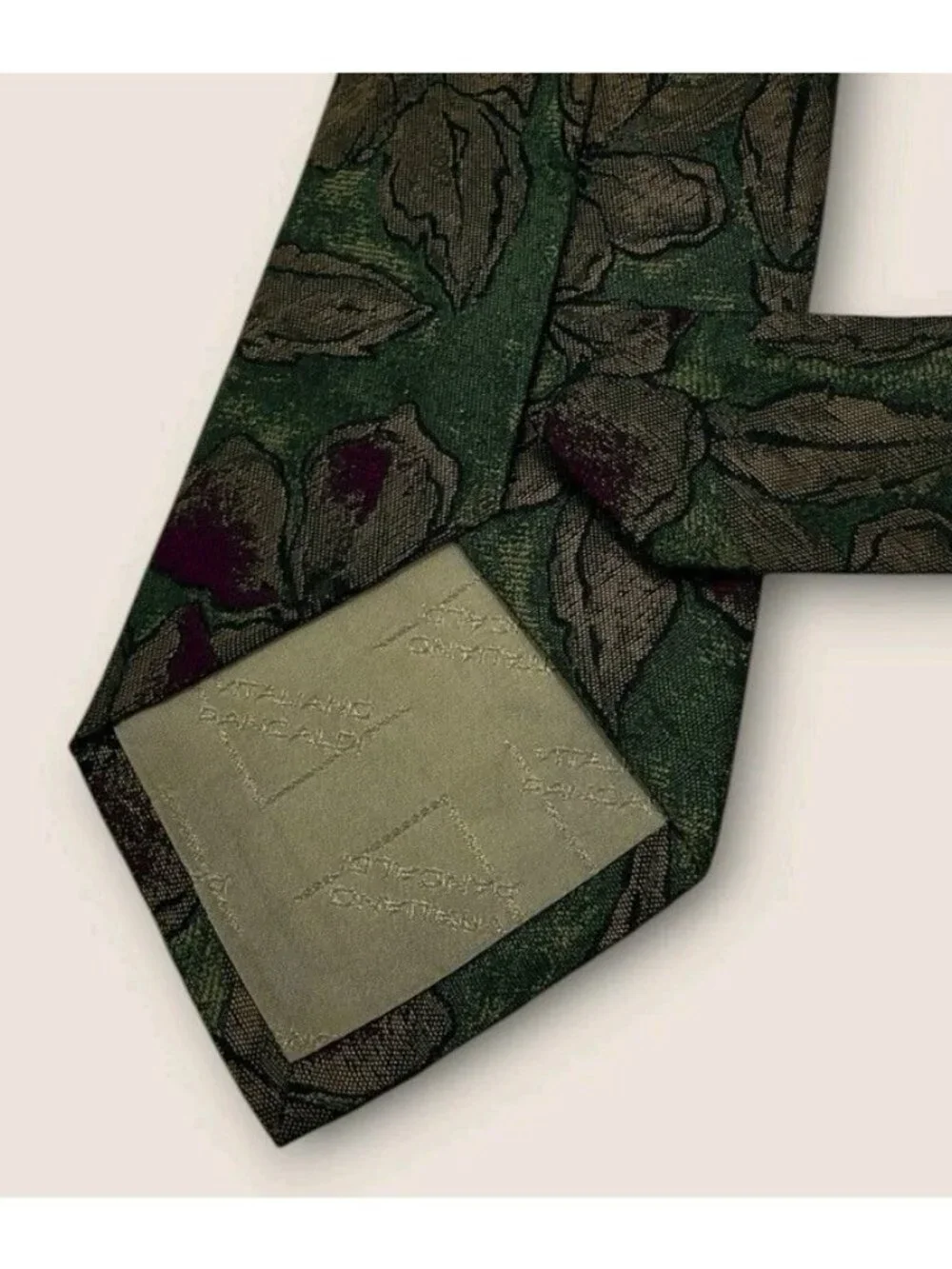 VITALIANO PANCALDI VINTAGE Silk Tie ITALY Green Brown Burgundy Floral W:3.4